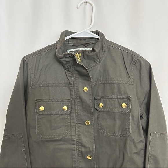 J. Crew Women's Boyfriend Fit Cotton Jacket Gold Buttons in Military Green sz SP - Picture 5 of 15